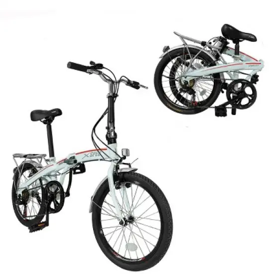 Xspec 20" 7 Speed Folding Compact City Commuter Bike, White (NOT Electric) image {1}