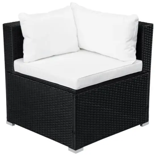 9pc Wicker Patio Set with Cushions - Black/Beige - GODEER image {10}
