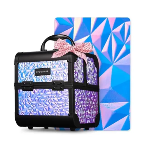 Byootique Makeup Train Case Cosmetic Organizer w/ Mirror Mermaid image {12}