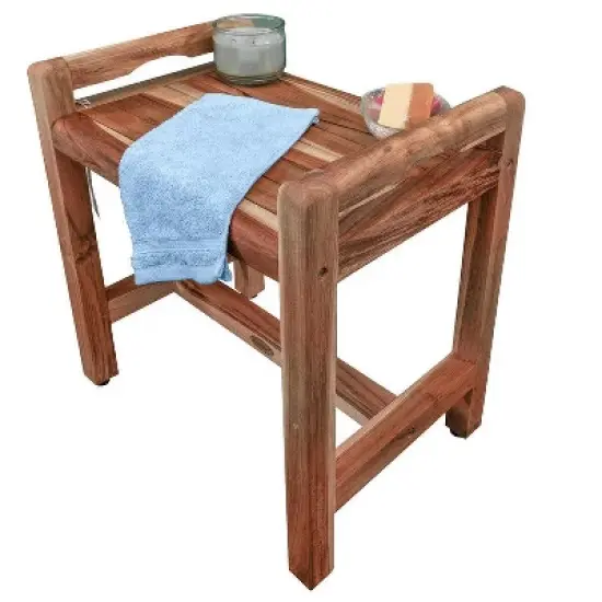 EcoDecors&reg; Eleganto&reg; 20" Teak Wood Shower Bench with LiftAide&reg; Arms in EarthyTeak Finish image {7}