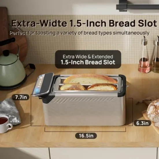 Whall New 4-slice toaster, Smarter Screen And Easier Operation, Full Stainless Steel,5 Basic Functions,Suitable For Different Bread Household Electric image {2}