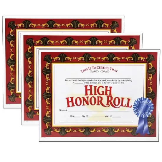 Hayes Publishing High Honor Roll Certificate 30/Pack 3 Packs (H-VA586-3) image {1}