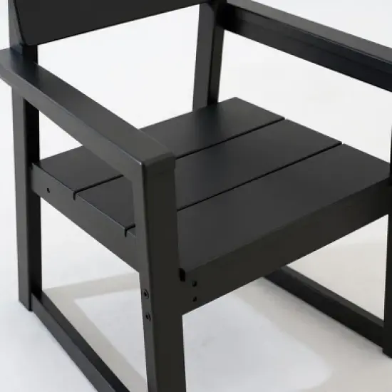 FIONECA 5-Piece HDPE Outdoor Dining Set with Umbrella Hole &uml;C Weather-Resistant Patio Table & 4 Armrest Chairs, Black image {15}