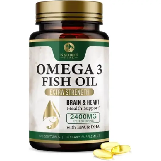 Fish Oil 2400 mg - Triple Strength Fish Oil Supplement for Healthy Heart Support - 60 Softgels;120 Softgels image {9}