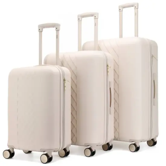 Badgley Mischka Diamond Expandable Hardside Checked 3pc Luggage Set image {12}