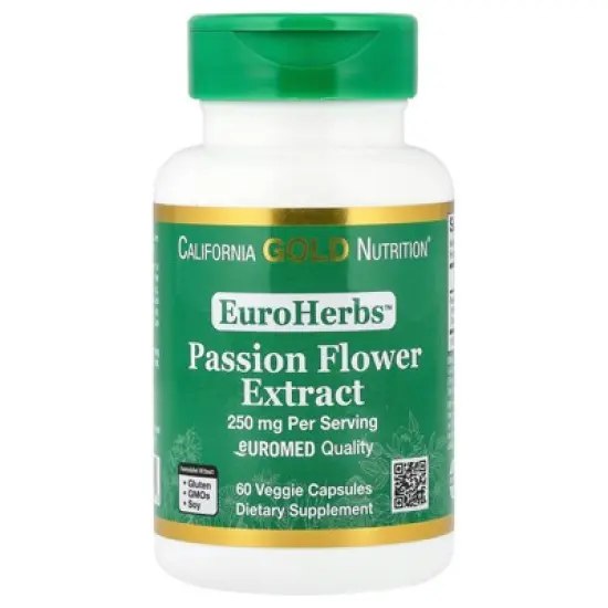 California Gold Nutrition EuroHerbs&trade;, Passion Flower Extract, Euromed Quality, 250 mg, 60 Veggie Capsules image {5}