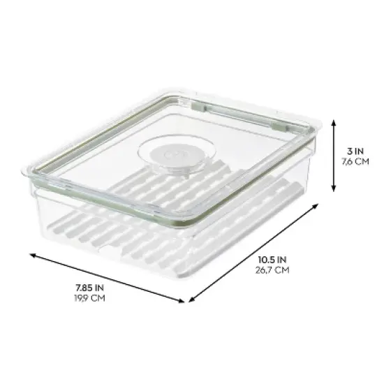 iDESIGN Large Short Produce Storage Bin with Insert Tray The Fresh Collection Clear Bin: Kitchen Cabinet Organizer, Plastic image {2}