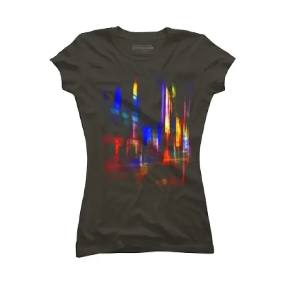 Junior's Design By Humans city at night By hkartist T-Shirt image {4}