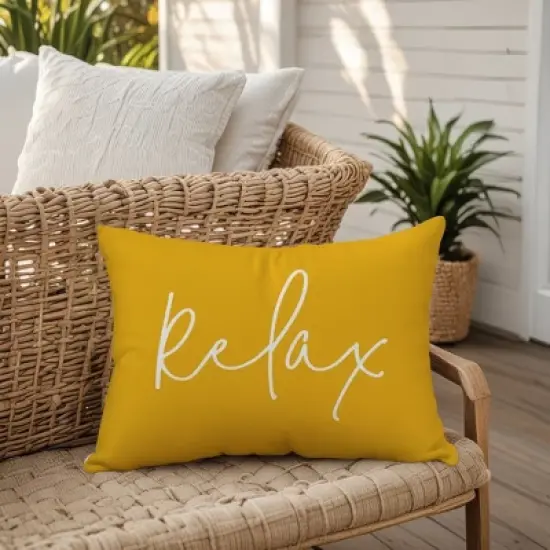 Creative Products Relax Thin Script Yellow 14x20 Indoor / Outdoor Pillow image {4}