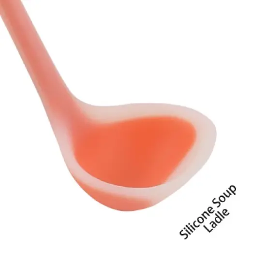 Unique Bargains Silicone Heat Resistant Ergonomic Handle Non-Stick Soup Kitchen Spoon 8.3 Inch 1 Pc image {5}