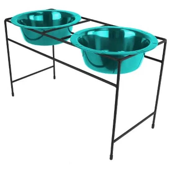 Platinum Pets Modern Double Cat/Dog Bowl - Caribbean Teal - .75 Cup image {2}