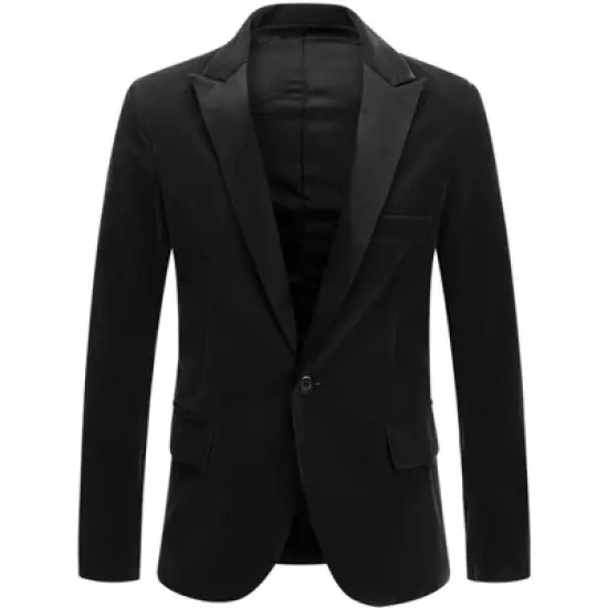 Lars Amadeus Men's Velvet Blazer One Button Party Prom Tuxedo Dinner Suit Blazer image {7}