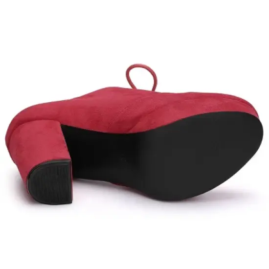 Allegra K Women's Platform Chunky Heel Lace Up Booties image {4}