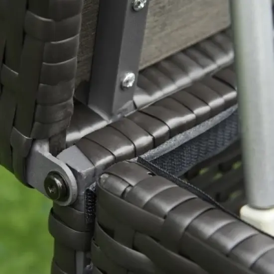 Outsunny Storage Bench Rattan Wicker Garden Deck Box Bin with Interior Waterproof Cloth Bag and Comfortable Cushion image {6}