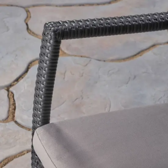 Kent 3pc Acacia Wood & Wicker Bistro Set - Gray - Christopher Knight Home image {5}