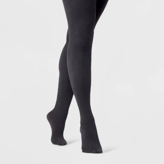 Women's Ribbed Fleece Lined Tights - A New Day&trade; image {2}