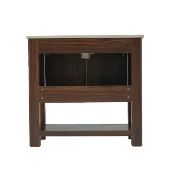 Christopher Knight Home Raisa 35" Modern Bathroom Vanity with Rectangle Ceramic Sink and Open Shelf image {4}