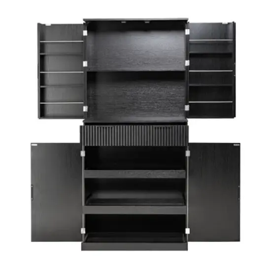 APRILSOUL 72" Fluted Kitchen Pantry Cabinet, 3 Keyboard Drawers, 6 Adjustable Door Shelves, for Bathroom, Dining Room, Office, Entryway image {3}