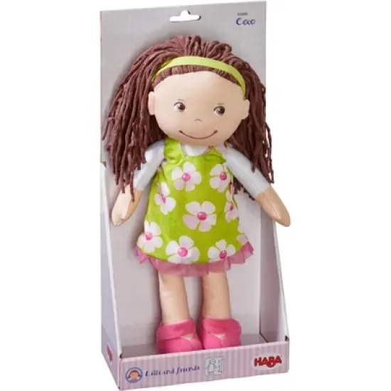 HABA Coco 12" Soft Doll with Brown Hair, Embroidered Face image {8}