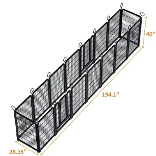 KTMBDW 16 Panels Heavy Duty Metal Playpen with Self-Locking Gate, Extra Tall 40" Dog Fence Pet Exercise Pen for Outdoor and Indoor-Large Dogs, Black image {11}