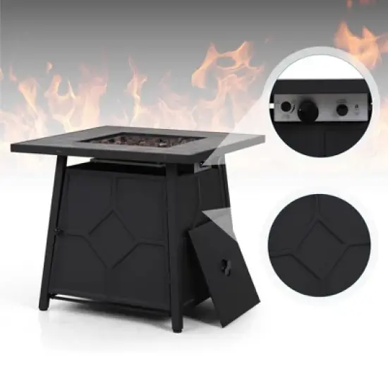 7pc Steel & Wicker Outdoor Set with Cushions & Fire Pit Table - Captiva Designs
 image {10}