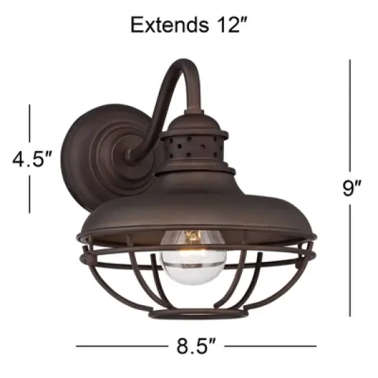 Franklin Iron Works Park Rustic Farmhouse Outdoor Wall Light Fixture Oil Rubbed Bronze Caged 9" for Post Exterior Barn Deck House Porch Yard Patio image {7}