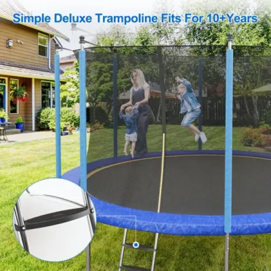 GustoWave 10FT 12FT 14FT 16FT Trampoline with Safety Enclosure & Ladder - Recreational Trampolines for Kids/Adults, ASTM Certified Outdoor Bounce image {7}