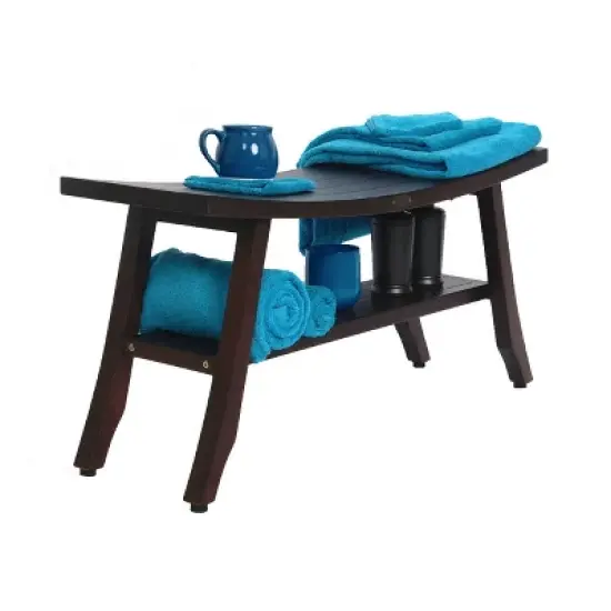 DecoTeak&reg; Satori&reg; 34" Teak Wood Shower Bench with Shelf in Woodland Brown Finish image {3}