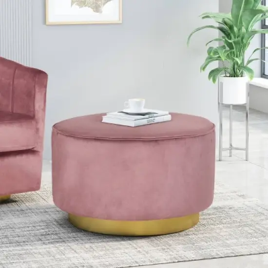 Croton Modern Glam Velvet Swivel Ottoman - Christopher Knight Home image {1}