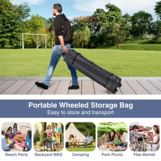 Costway 10 X 10 FT Pop up Canopy Tent with 4 Sidewalls Mesh Netting Wheeled Bag 8 Stakes image {1}