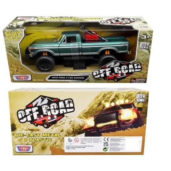 1979 Ford F-150 Custom Off-Road Pickup Truck Green Metallic 1/24 Diecast Model Car by Motormax image {2}
