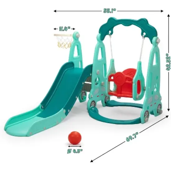 Sandinrayli Freestanding Toddler Slide Swing Set PINK 37 image {7}