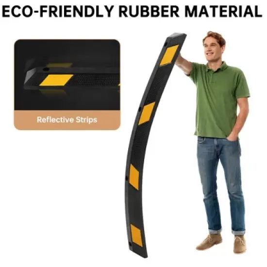 Parking Stoppers, 2 Pack 72'' Garage Wheel Stoppers - Heavy Duty Rubber Curb with Reflective Stripe, Installation Kit for Cars Trucks image {4}