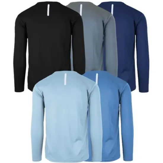 Galaxy By Harvic Men's Long Sleeve Moisture-Wicking Quick Dry Performance Crew Neck Tee- 5 Pack image {1}