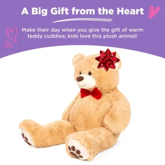 Best Choice Products 38in Giant Soft Plush Teddy Bear Stuffed Animal Toy w/ Bow Tie, Footprints image {2}