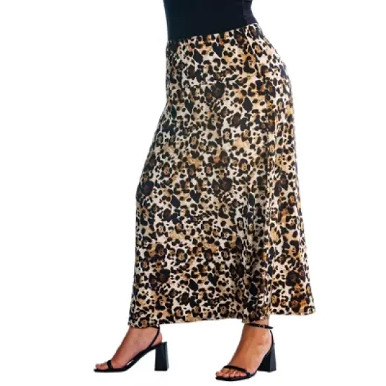 Womens Plus Size Brown Animal Print Maxi Skirt image {3}