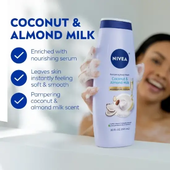Nivea Coconut and Almond Milk Pampering Body Wash for Dry Skin - 20 fl oz image {4}