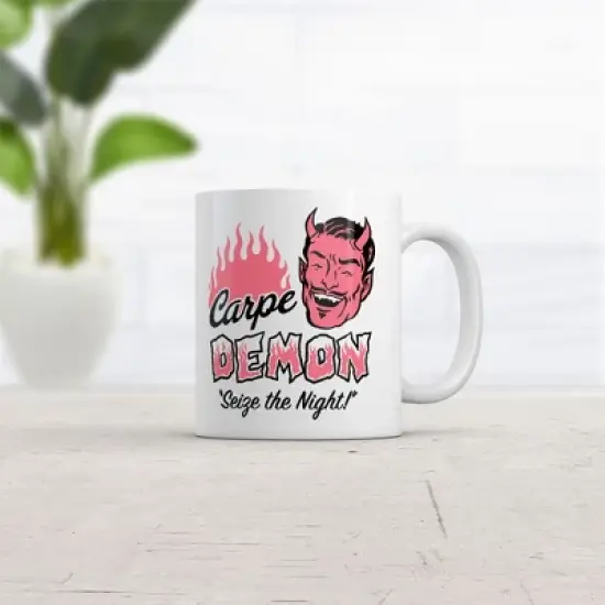 Crazy Dog Carpe Demon Mug Funny Sarcastic Halloween Graphic Novelty Coffee Cup-11oz image {1}