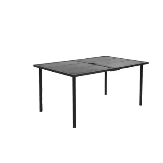 7-Piece Outdoor Patio Steel Dining Set with 59" Rectangular Table, 2 Swivel Rocker & 4 Armchairs, and Rattan Backrest image {2}