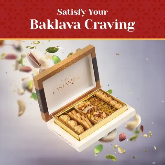 Eastanbul Baklava, Baklava Pastry, Pistachio Gift Box, Middle Eastern Sweets, Premium Gourmet Desserts, 8.8oz (250gr) image {1}
