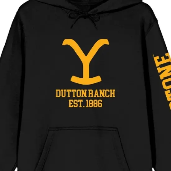 Yellowstone Dutton Ranch Est. 1886 Long Sleeve Black Adult Hooded Sweatshirt image {1}