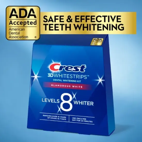Crest 3D Whitestrips Glamorous White Teeth Whitening Kit with Hydrogen Peroxide -  14 Treatments image {6}