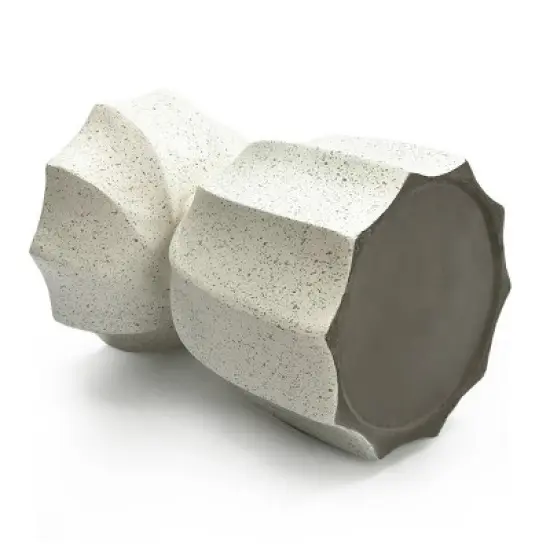 LuxenHome Off White with Gray Cement Hourglass Side Table image {6}