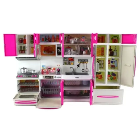 Insten Mini Modern Kitchen Playset with Refrigerator, Stove, Sink, Microwave and Doll image {1}