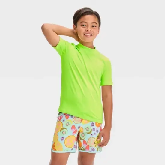 Boys' Solid Rash Guard Top - Cat & Jack&trade; Lime Green image {3}
