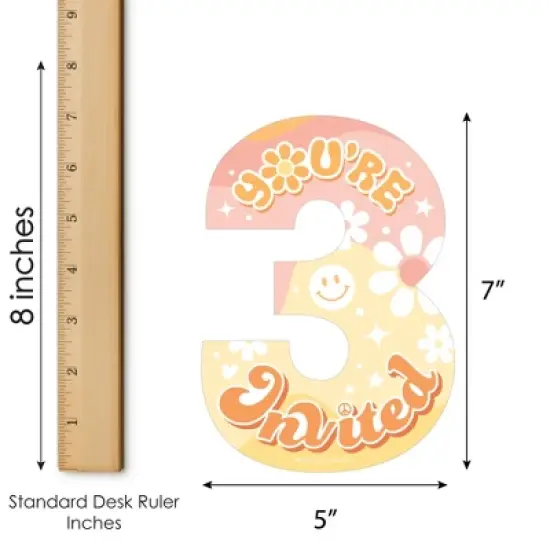 Big Dot of Happiness Young, Wild and Three - Shaped Fill-In Invitations - Boho Hippie Third Birthday Party Invitation Cards with Envelopes - Set of 12 image {4}