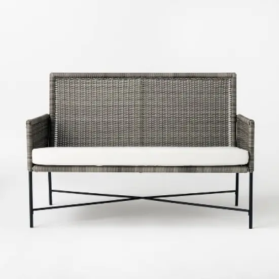 Wicker & Metal X Frame Patio Loveseat - Gray - Threshold&trade; designed with Studio McGee image {2}