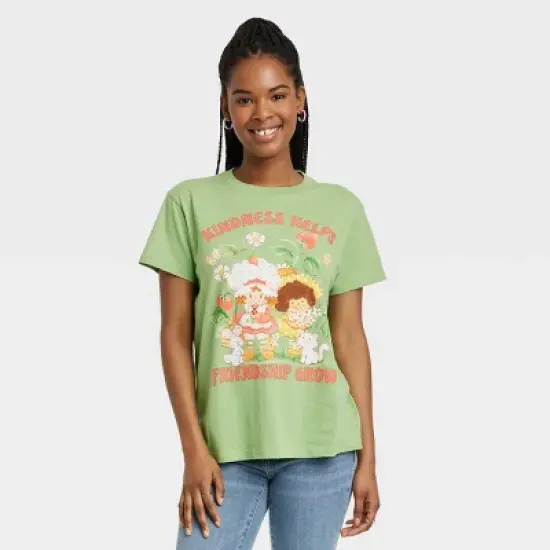 Women's Strawberry Shortcake Kindness Graphic T-Shirt- Green image {3}