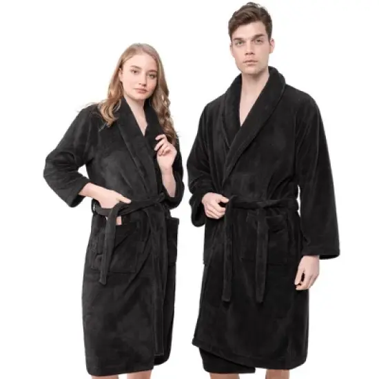 American Soft Linen Warm Fleece Bathrobe, Mens and Womens Adult Robes for your Bathroom, Shawl Collar Robes image {12}