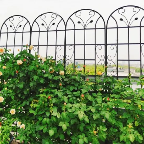 Black Metal Garden Trellis for Climbing Plants, 86.7'H x 19.7'W, Rustproof Outdoor Plant Support for Roses, Vines & Vegetables image {4}